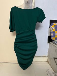 Pintrest Green Ruched Bodycon Dress