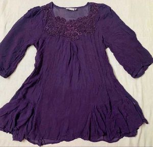 Purple Embroidered Tunic Top