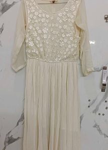 Elegant Korean White Floral Dress