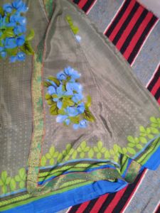 Blue Rose Georgette Saree 5 Meter