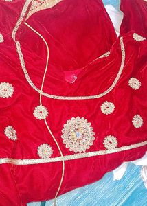 Maroon &amp; Gold Embroidered Salwar Kameez