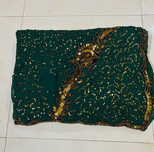 Emerald Green Embroidered Saree
