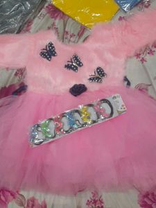 Girl Frock With Hair Rubber Packet