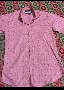 Evion Men&#39;s Pink Casual Patterned Shirt
