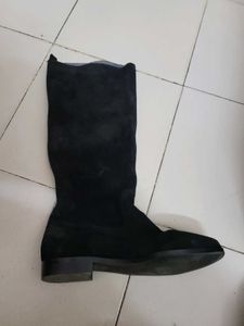 Black Suede Knee-High Boots