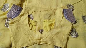 Yellow Chiffon Sari With Blouse