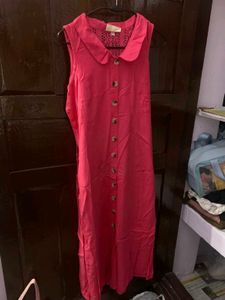 Pink Button-Down Midi Dress