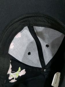 Pink Flower Embroidery Cap For Women