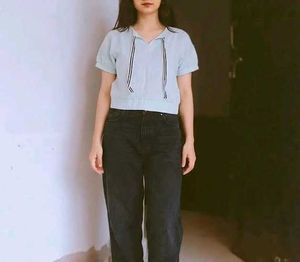 Cute Light Blue Cropped Top