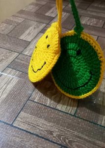 Crochet Smiley Face Keychain