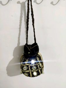 Mirror Embellished Drawstring Pouch