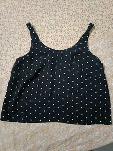 Black Polka Dot Crop Top