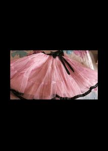 Pink Tulle Skirt with Black Bow Combo