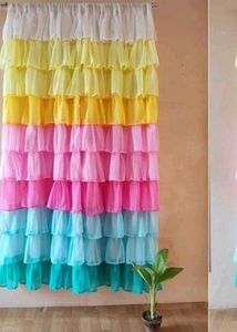 Rainbow Ruffle Tiered Curtain