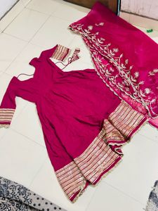 Pink & Gold Anarkali Suit