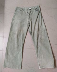 Wide Leg Light Green Jeans