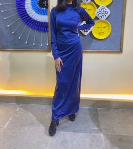 Elegant Blue Backless Dress