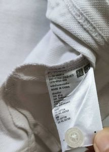 Uniqlo Men Cotton Mix Cream Printed Polo Tshirt