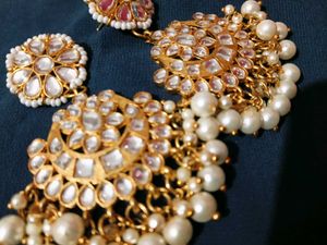 Kundan &amp; Pearl Statement Earrings
