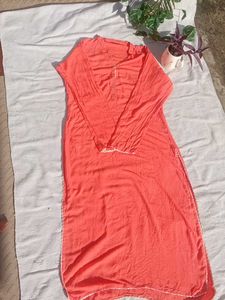 Peach Kurta Set with Embroided Plazzo