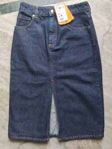 H&M High Waist Dark Blue Denim Skirt