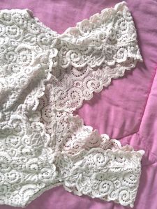 Off White Full Lace Cropped Top