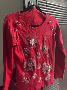 Red Embellished Top