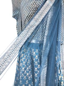 Blue Printed Lehenga Choli Set (Women’s)