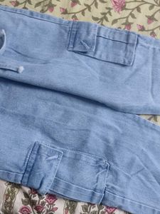Light Wash Denim Cargo Pants