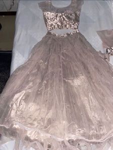 Mauve Mirror Work Big Flare Lehenga