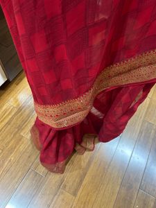 dark red saree