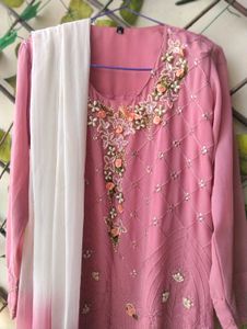 Onion Pink Embroidered Kurta Set