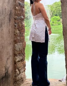 white backless kurti