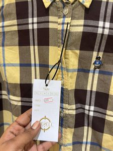 Checkered Casual Shirt with teddy bear embroidery