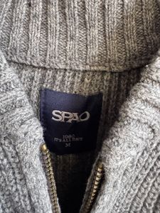 Two-Tone Zip Knit Cardigan