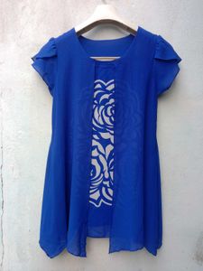 New With Tag Cute Korean Art Blue Top