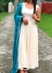 Elegant White Anarkali Kurta Set