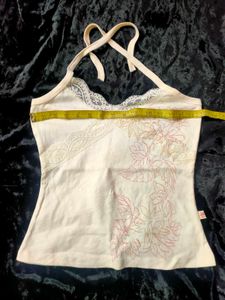 White Halter Neck Top