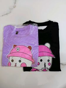 Cute Printed Women&#39;s T-Shirt (Black)