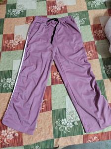 Mauve Track Pants with White Stripe