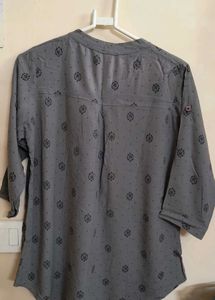 Gray Printed Button-Up Shirt