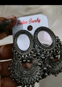 Set Of 2 Oxidized Mirror Earrings