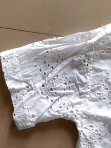 Schiffli Scalloped White Top