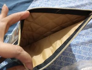 golden quilted large size pouch