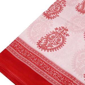 Red &amp; White Paisley Saree