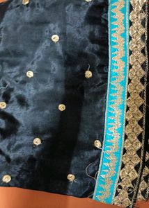 Cream And Black Colour Shrara Suit With Blue Threa