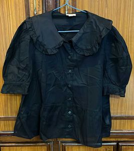Old Money Women's Chic Black Blouse