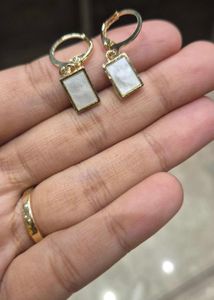 Gold &amp; Mother of Pearl Rectangle Drop Earrings