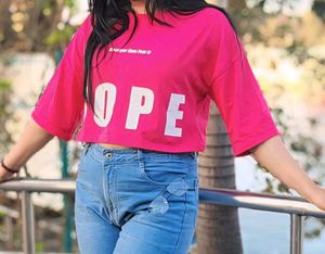 Pink Graphic Crop Top