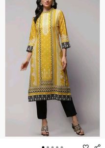 Elegant Yellow Printed Kurta